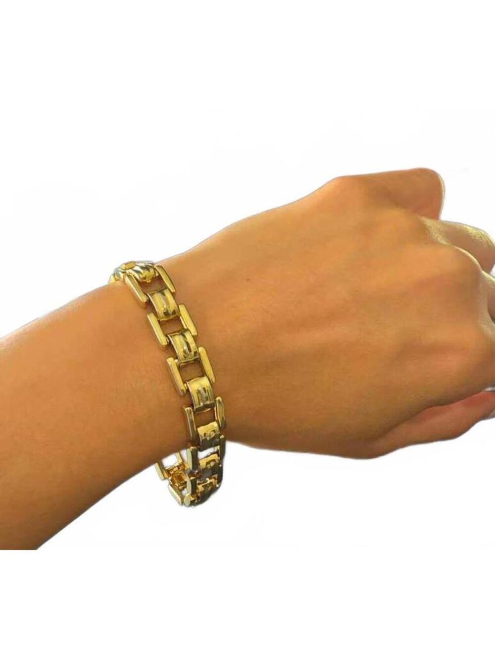 Vintage Monet gold tone geometric link statement bracelet